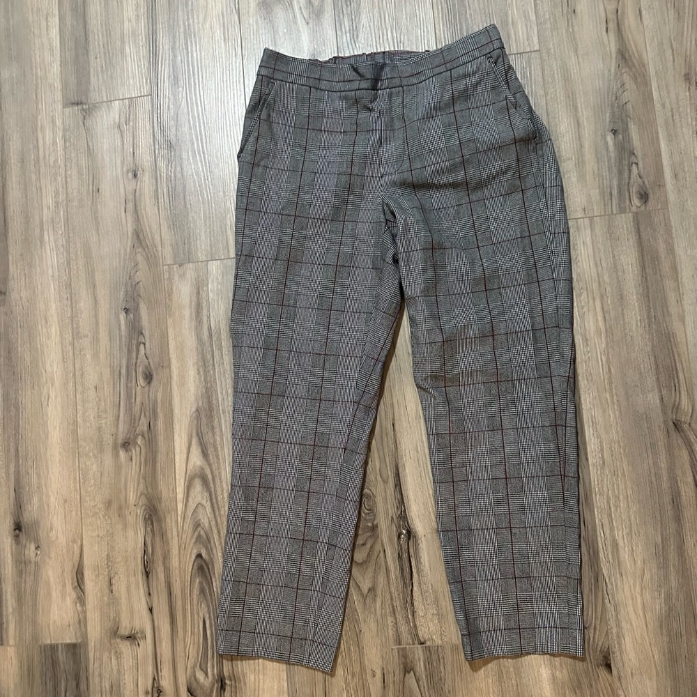 Tommy Hilfiger Adaptive Collection Women Grey Plaid Straight Leg Dress Pant